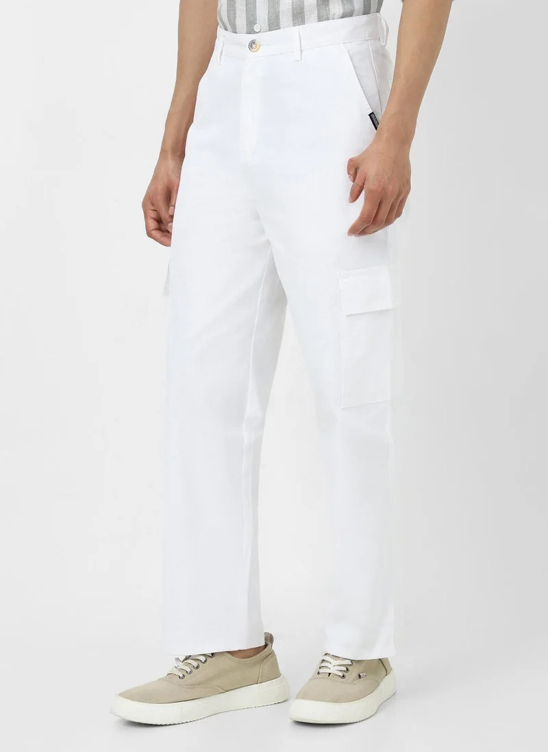 Urbano Fashion  Urbano Fashion Men's White Loose Baggy Fit Solid Cargo Chino Pant with 6 Pockets Non-Stretchable for Men | Best Price UAE
